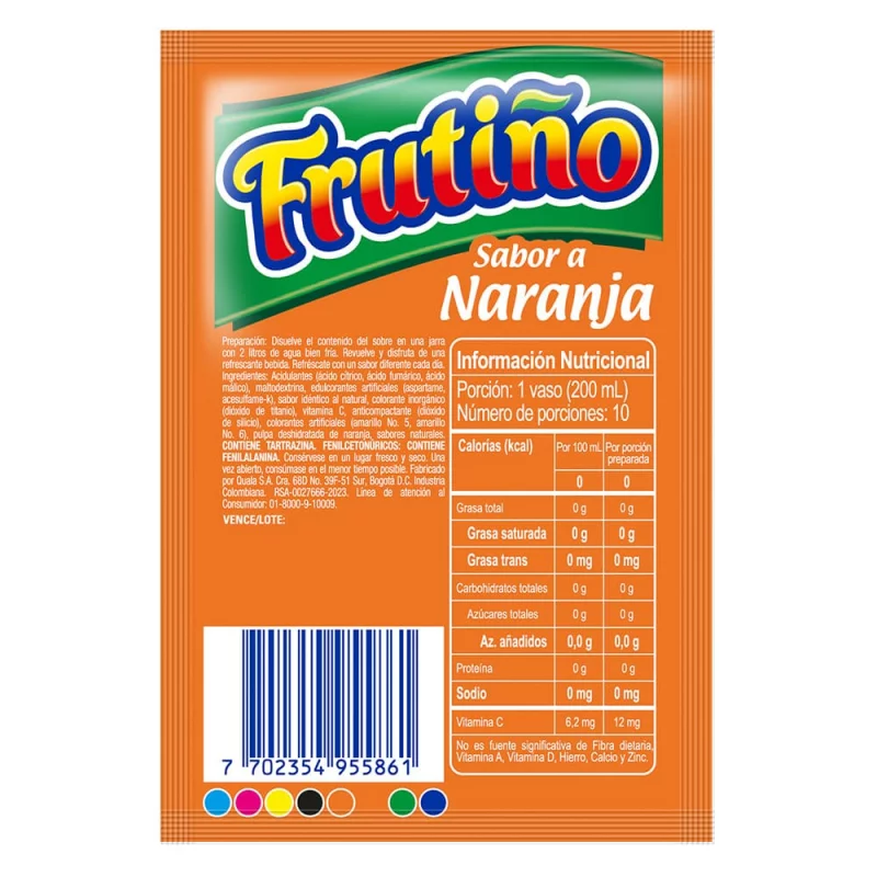 Fresco Frutiño Naranja 2 Litros Sobre x 10 g