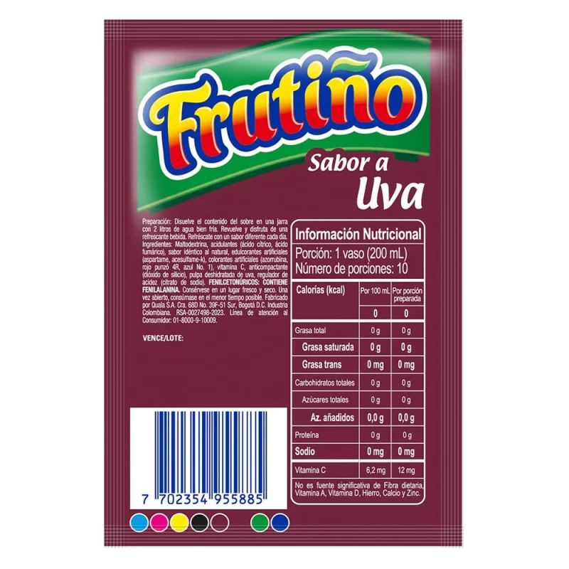 Fresco Frutiño Uva 2 Litros Sobre x 10 g