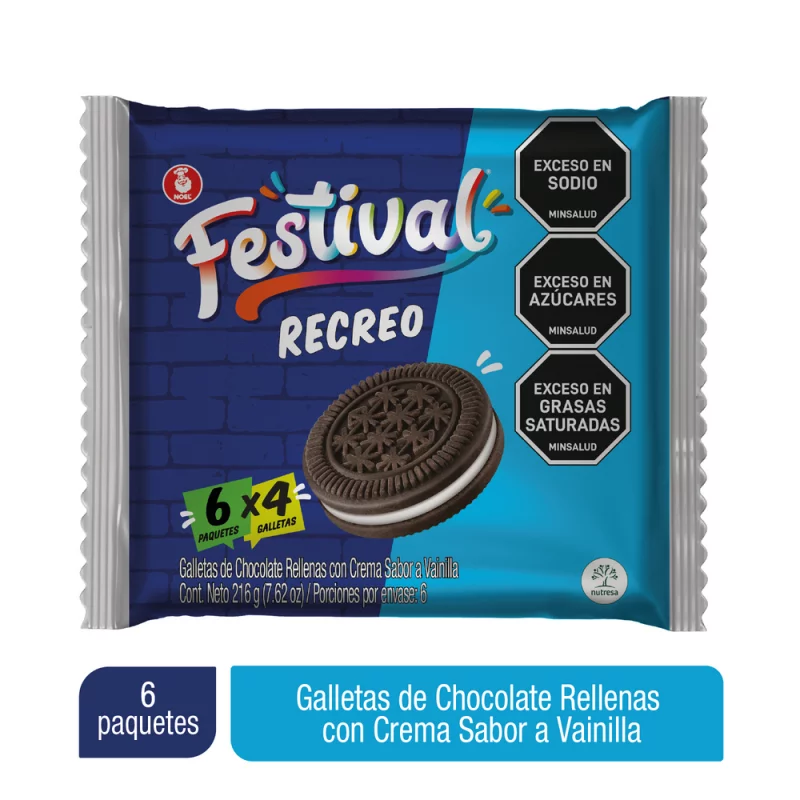 Galleta Festival Recreo Chocolate 6 und x 216 g