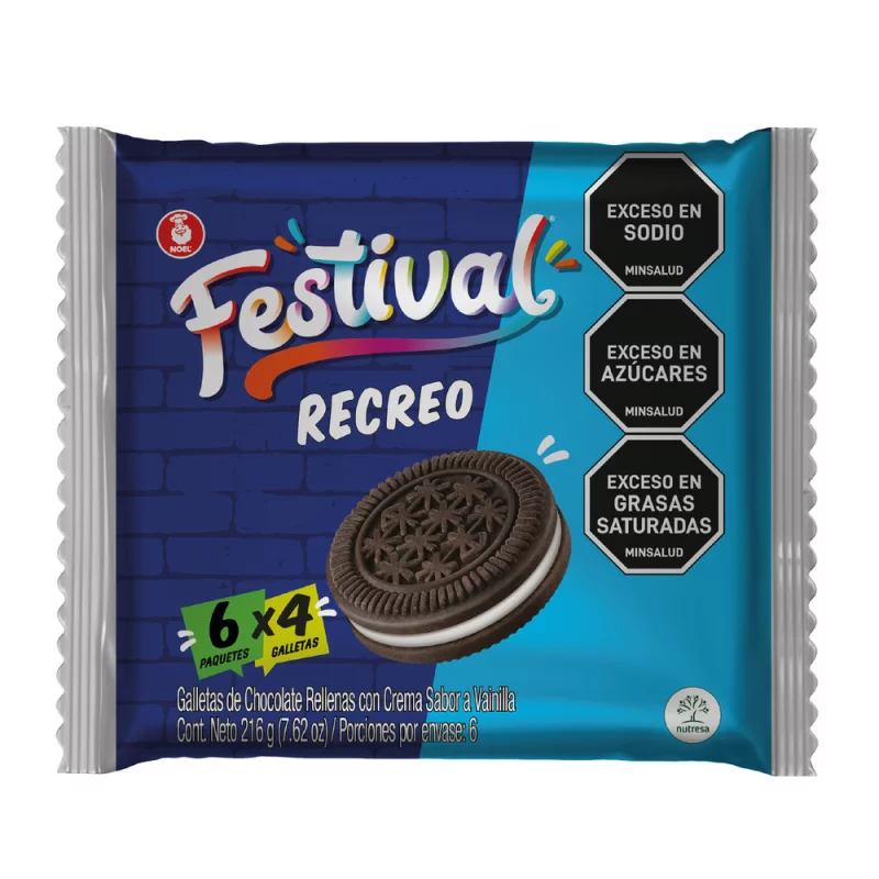 Galleta Festival Recreo Chocolate 6 und x 216 g
