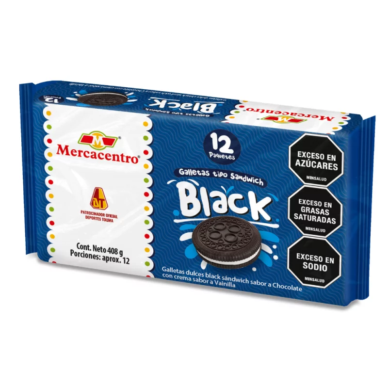 Galleta Mercacentro Cremada Black x12 und 408 g
