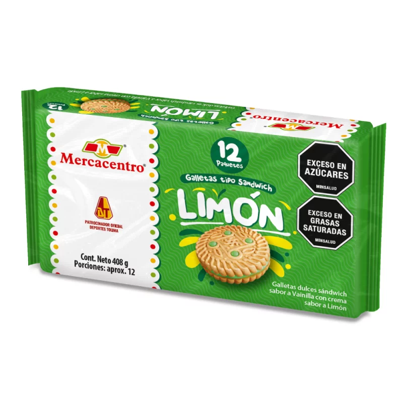 Galleta Mercacentro Cremada Limón x12 und 408 g