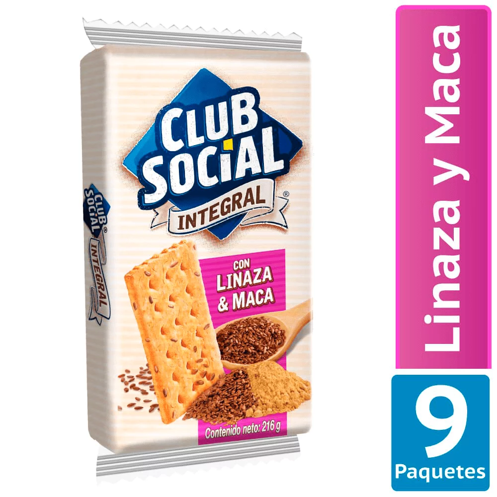 Galletas Club Social Integral Linaza-Maca 216 g