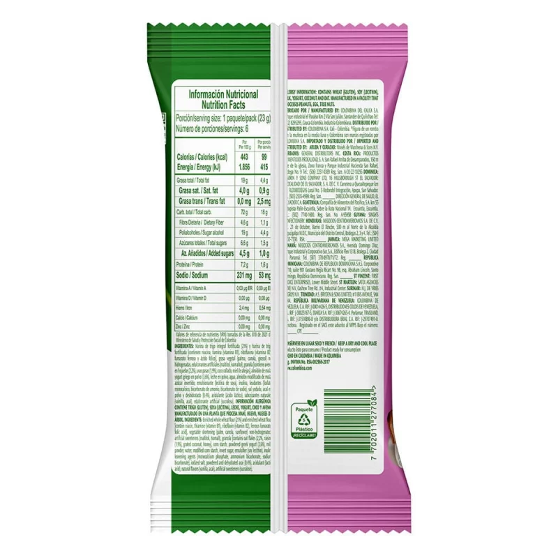 Galletas Colombina Sándwich 100% X6 und Yogurt Acai 138 g