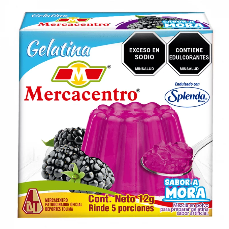 Gelatina Mercacentro Con Splenda Mora x 12 g