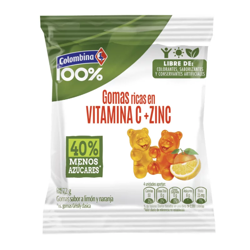 Gomas 100% Colombina Vitamina C 72 g