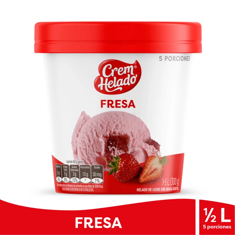 Helado Crem Helado Fresa 1/2 Litro/300 g