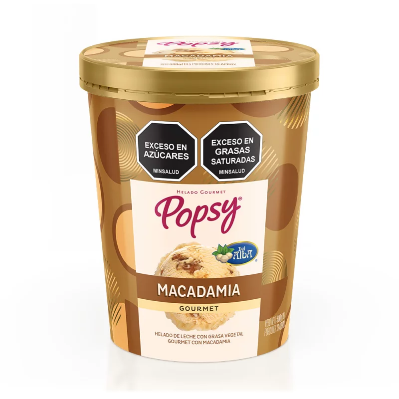 Helado Popsy Gourmet Macadamia 1 Litro/600 g