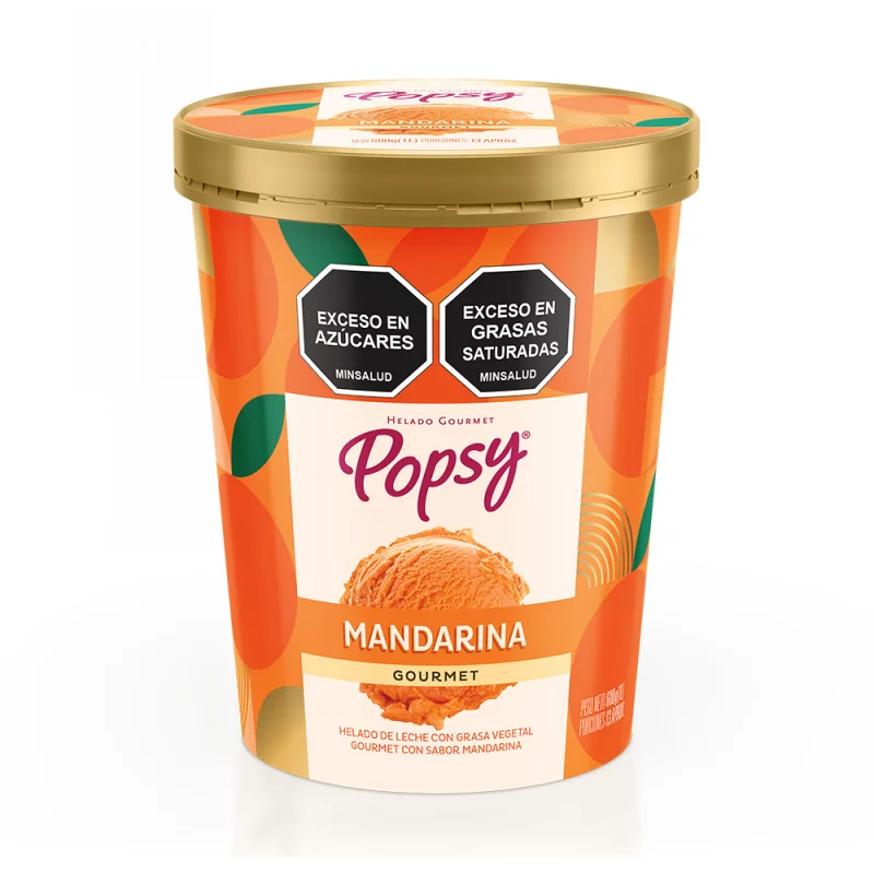 Helado Popsy Gourmet Mandarina 1 Litro - 600 g