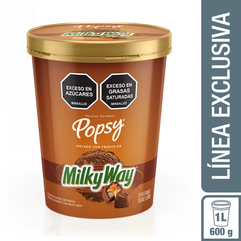 Helado Popsy Gourmet Milky Way 1 Litro/600 g