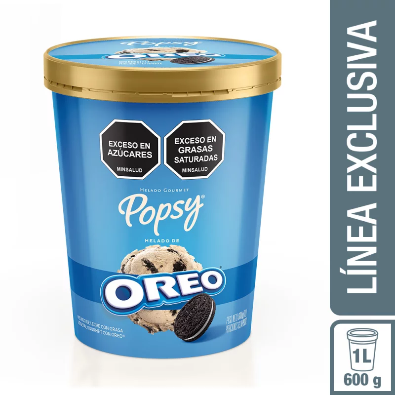 Helado Popsy Gourmet Oreo 1 Litro/600 g