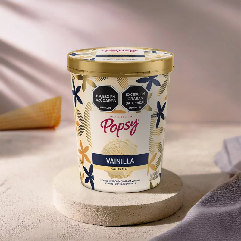 Helado Popsy Gourmet Vainila 1 Litro/600 g