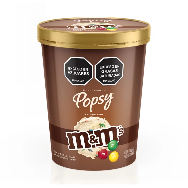 Helado Popsy M&M Vainilla 1 Litro/600 g