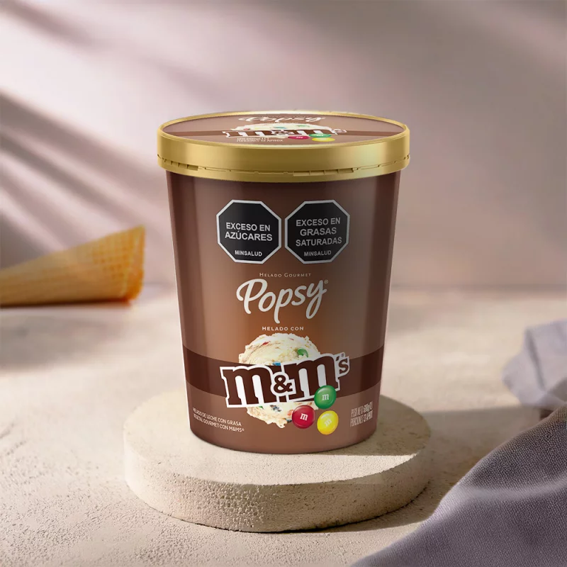 Helado Popsy M&M Vainilla 1 Litro/600 g