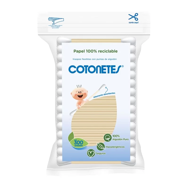 Hisopos Flexibles Cotonetes Con Puntas De Algodón x 300 g