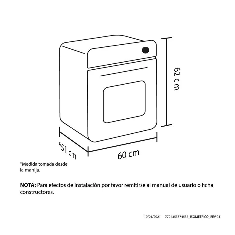Horno Haceb Empotre Casia 60Cm Negro HG CASIA 60 NE GN