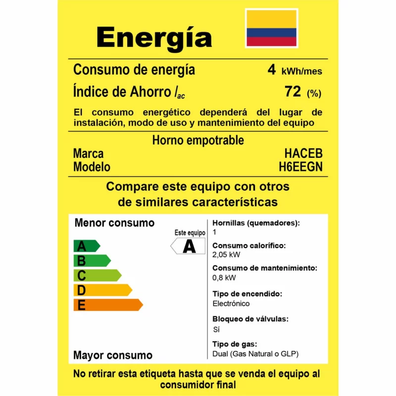 Horno Haceb Empotre Casia 60Cm Negro HG CASIA 60 NE GN
