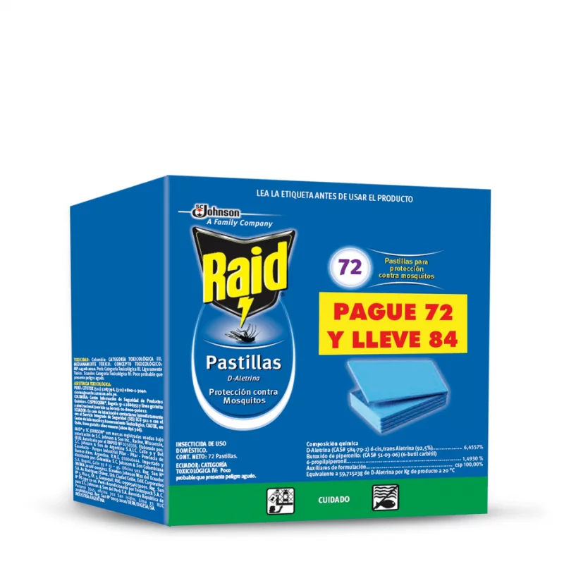 Insecticida Raid Pastillas Repuesto Pague 72 - Lleve 84 und
