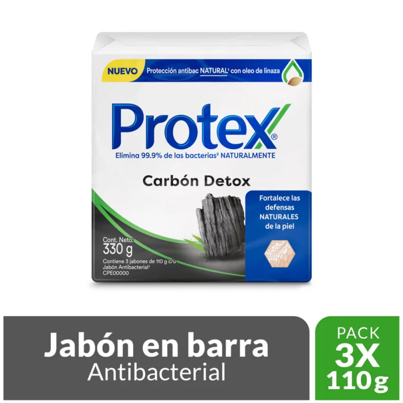 Jabón Antibacterial PROTEX Charcoal Detox 3x110g