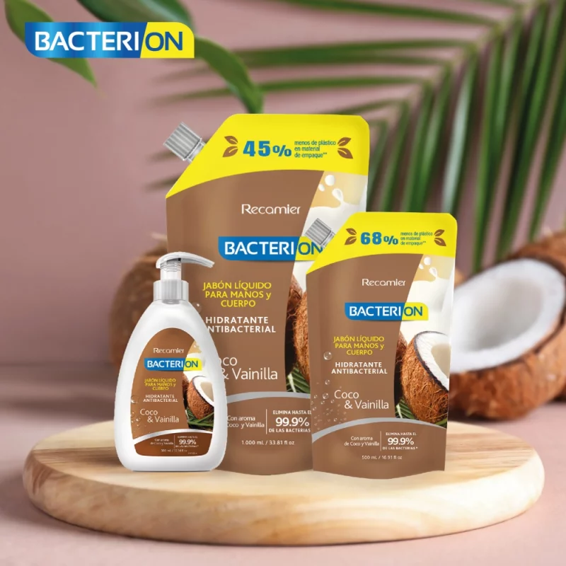 Jabon Líquido Bacterion x 500 ml Doy Pack Coco
