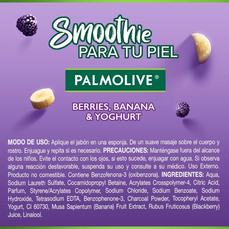 Jabón Palmolive Líquido Smoothie Mora Azul y Banano x 390 ml