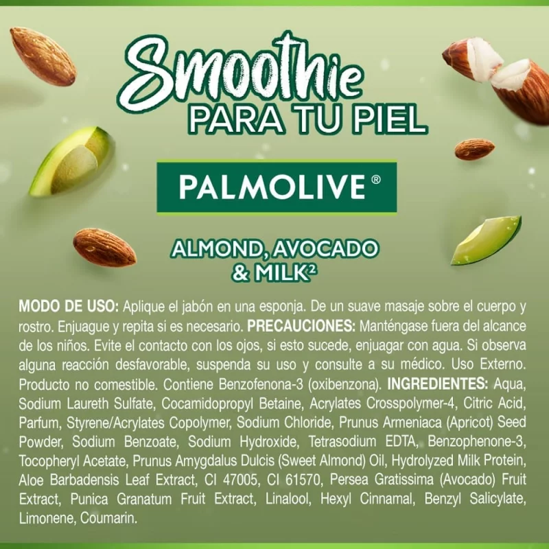 Jabón Palmolive Líquido Smoothies Aguacate y Almendras x 390 ml