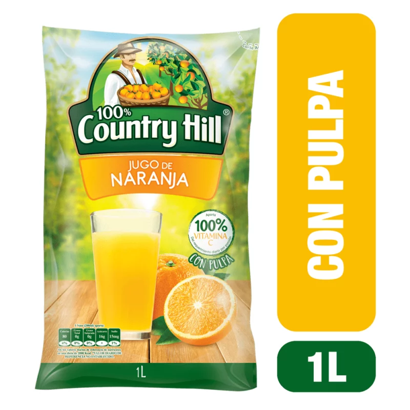 Jugo Country Hill Naranja Pulpa Bolsa 1000 ml
