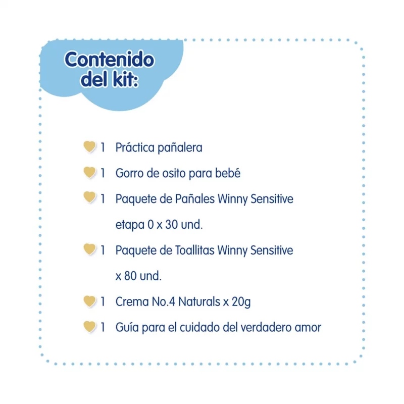 Kit Winny Sensitive de Bienvenida con Pañalera