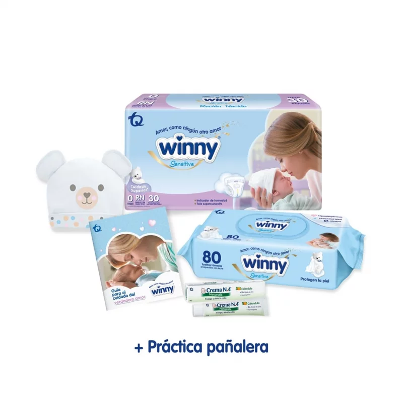 Kit Winny Sensitive de Bienvenida con Pañalera