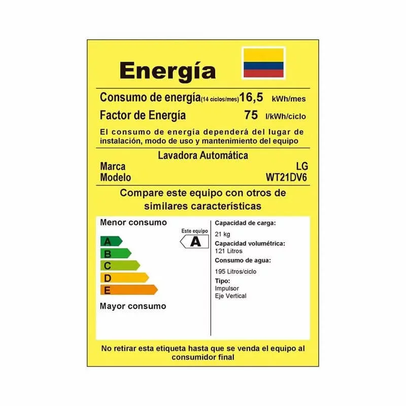 Lavadora LG (21 kg) 45 Libras Inteligente Gris WT21DV6