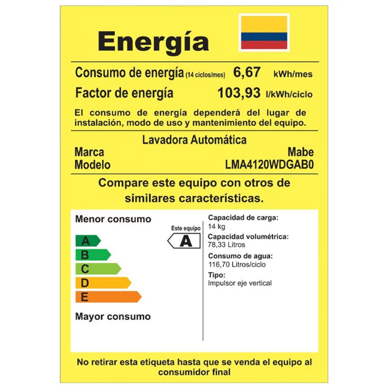 Lavadora Mabe 14 kg  Gris LMA4120WDGAB0