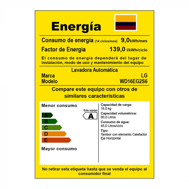 Lavadora Secadora LG Carga Frontal 16 kg WD16EG2S6 Gris