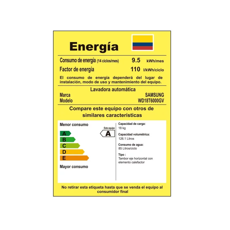 Lavadora Secadora Samsung 18 kg WD18T6000GV