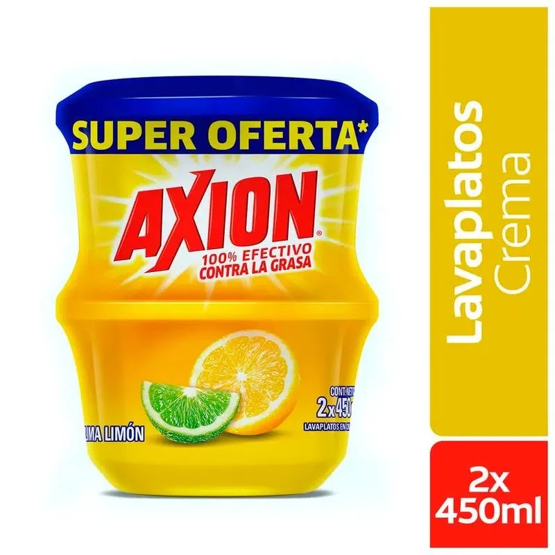 Lavaplatos en Crema Axion Lima Limón 450 g x 2