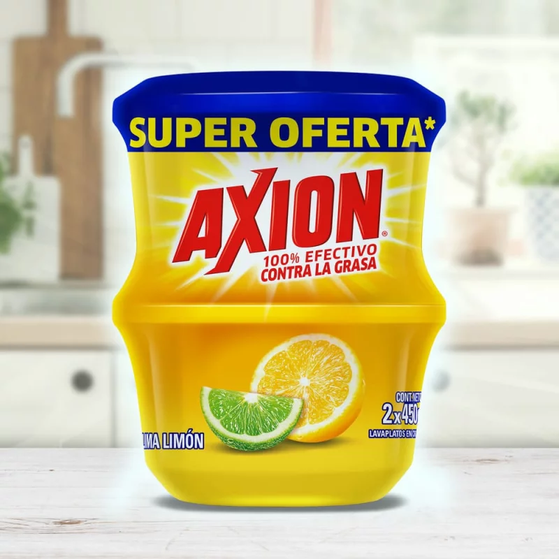 Lavaplatos en Crema Axion Lima Limón 450 g x 2