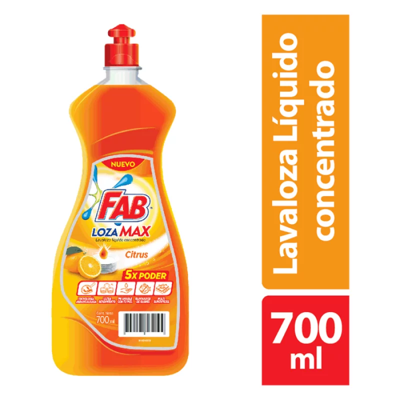 Lavaplatos Fab Lozamax Citrus Líquido Botella 700 ml