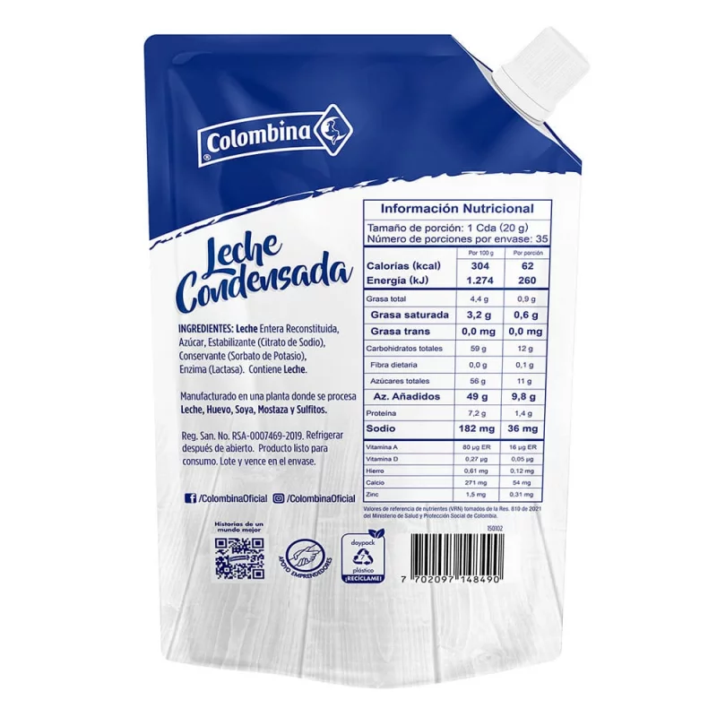 Leche Condensada Colombina x 700 g
