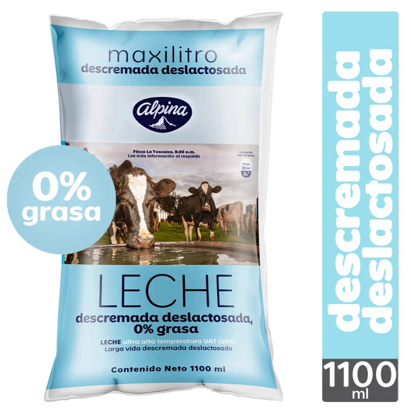 Leche Deslactosada Descremada Bolsa 1.1 L