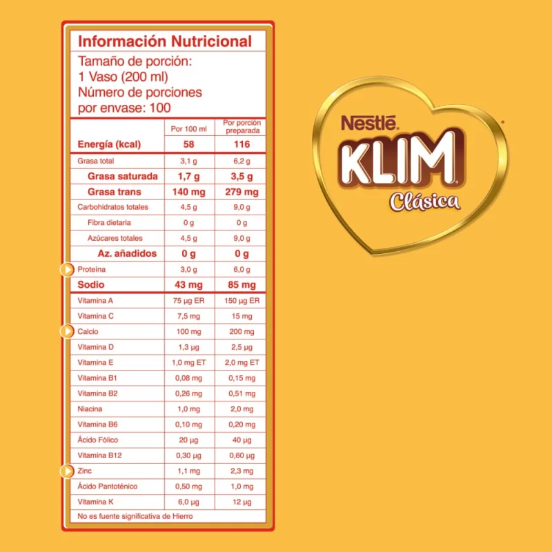 Leche Klim Entera Fortificada Bolsa 2400 g