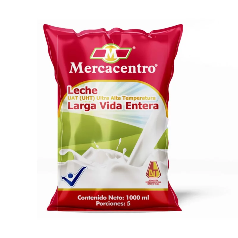 Leche Mercacentro Larga Vida Entera 6 und x 1000 ml c/u