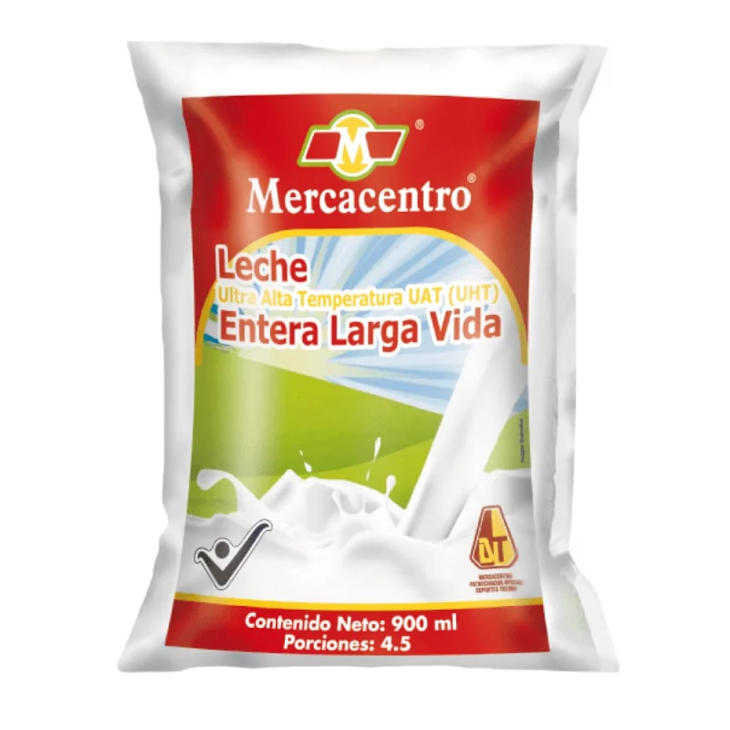 Leche Mercacentro Larga Vida Entera sixpack 900 ml