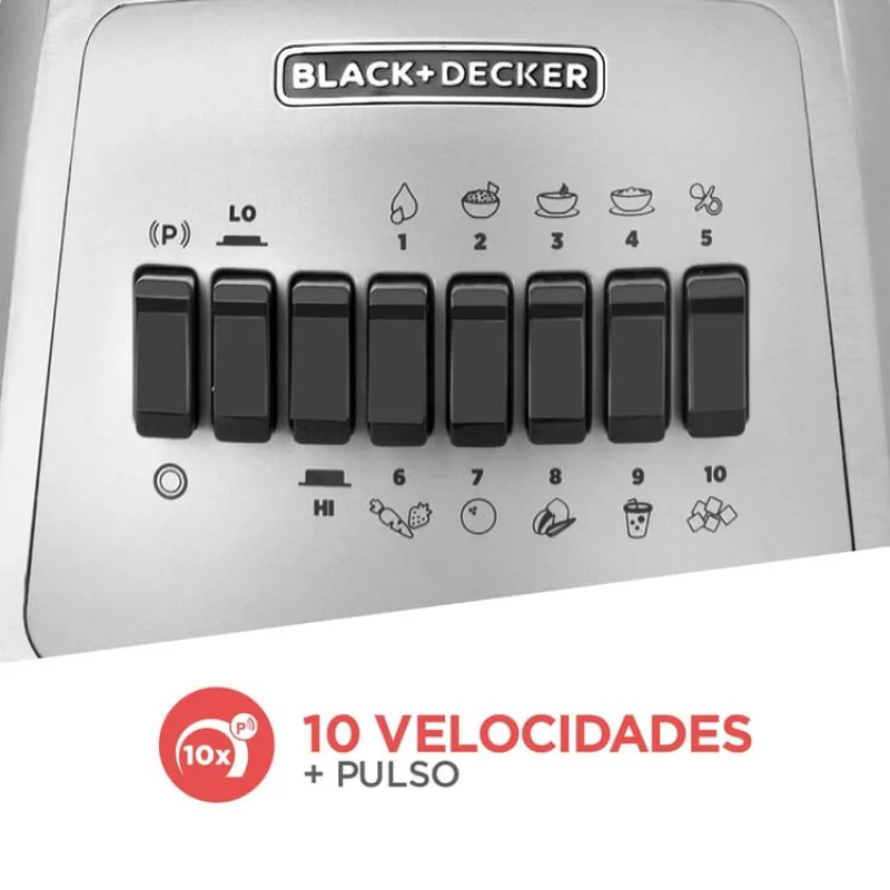 Licuadora Black & Decker 10V Vaso Vidrio BLBD210GSS