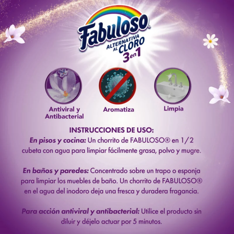 Limpia Pisos Fabuloso Alternativa al Cloro Lavanda 1.5L