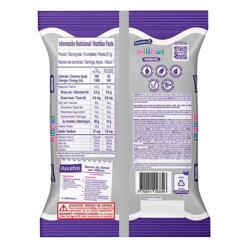 Masmelos Millows Colombina Margarita 145 g