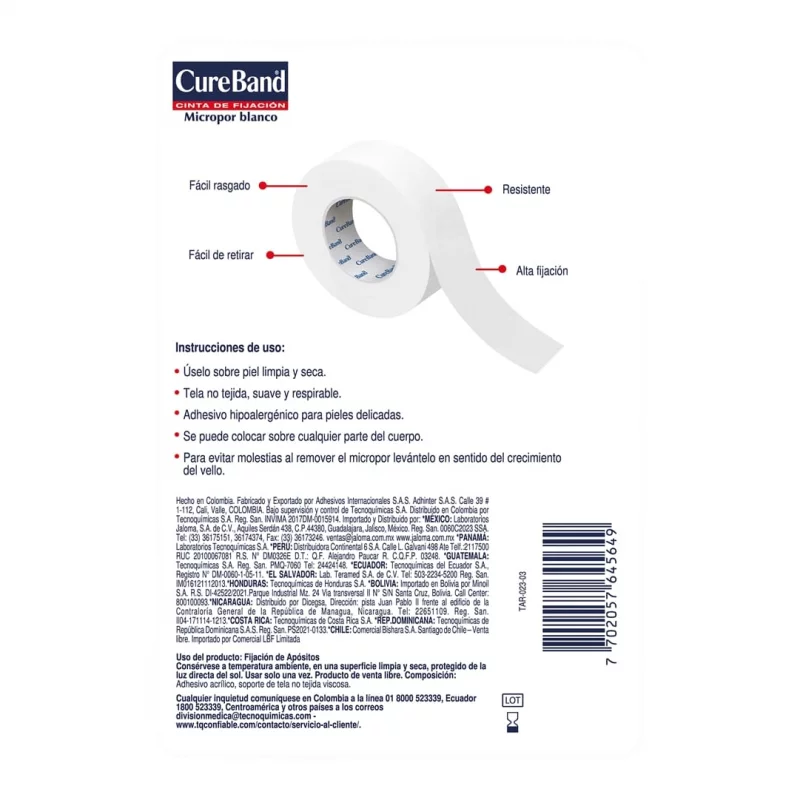 Micropore Cure Band Blanco 3/4" x 4.5 m