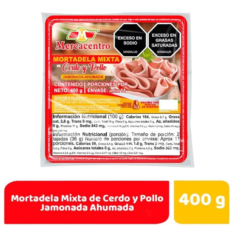 Mortadela Mercacentro Jamonada x 400 g