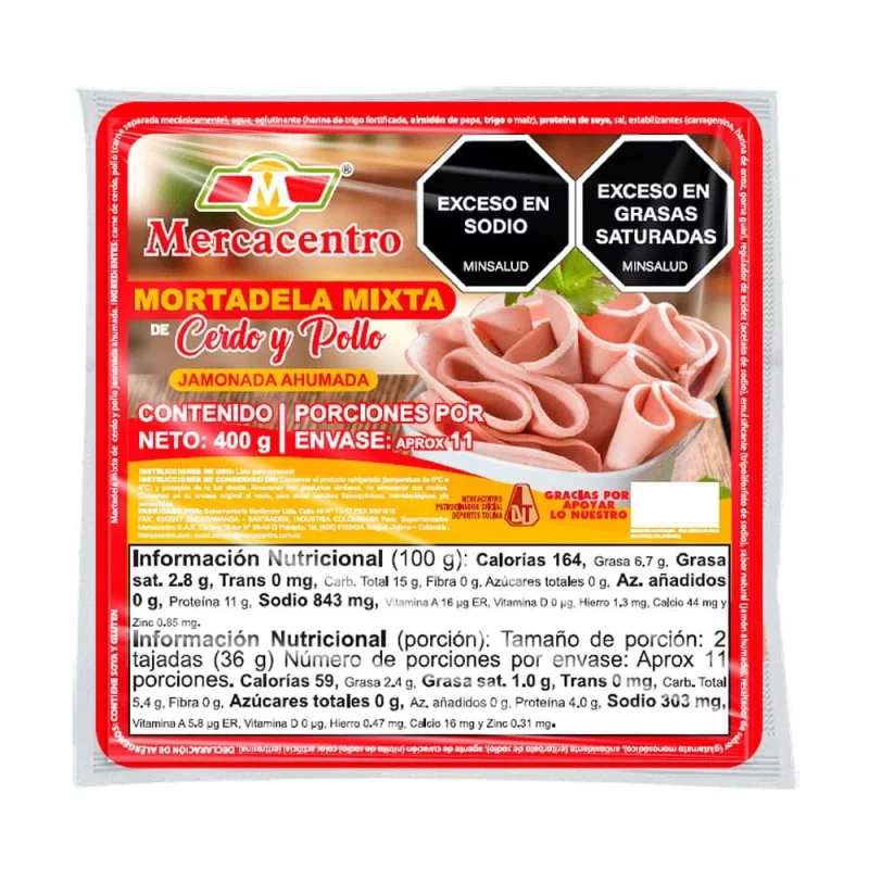 Mortadela Mercacentro Jamonada x 400 g