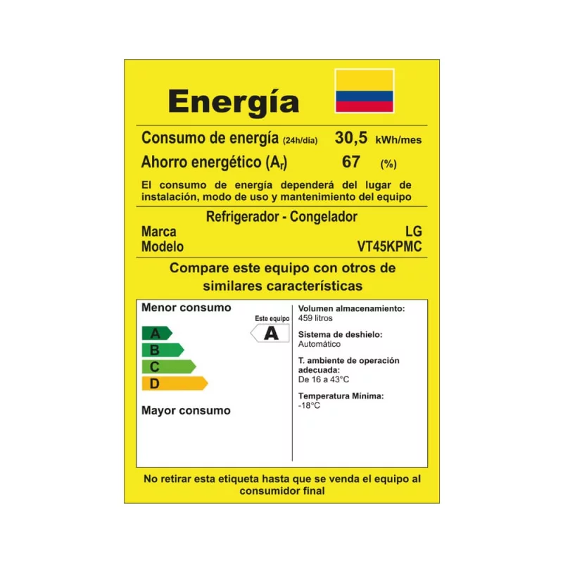 Nevera LG 459 Litros No Frost Negra VT45KPMC