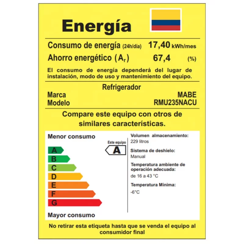 Nevera Mabe 229 Litros Frost Inox RMU235NACU