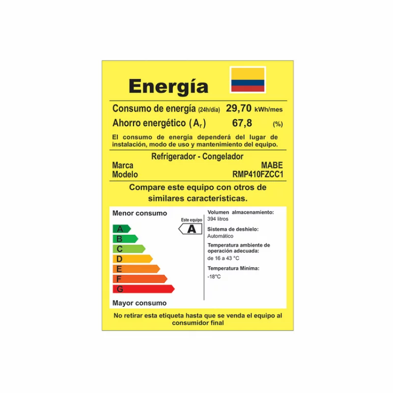 Nevera Mabe 394 Litros Inverter RMP410FZCC1 Inverterter